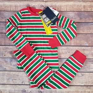 Hatley holiday striped organic cotton pajamas set